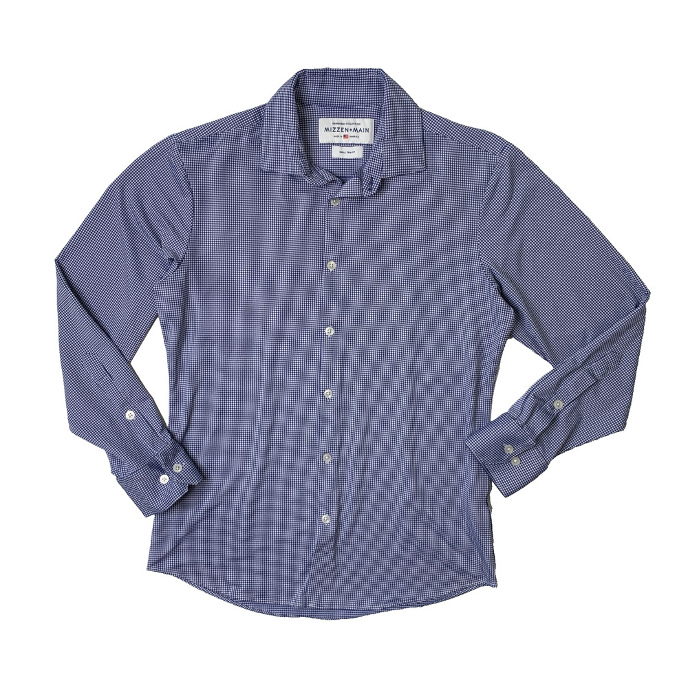 Mizzen+Main Shirt Mens S Small Trim Fit White Blue Spinnaker Gingham Nightclub